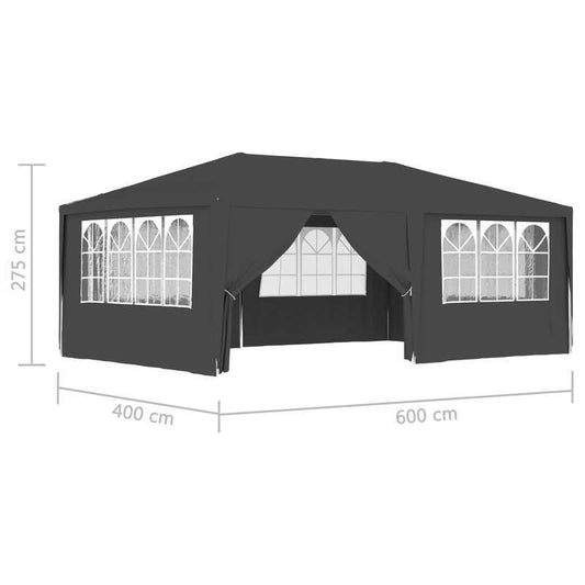 Feesttent – Partytent – Paviljoen – Tuinent – Tuintent – 4x6 meter – Waterdicht 90 g/m² PVC – Inclusief Zijwanden – Antraciet