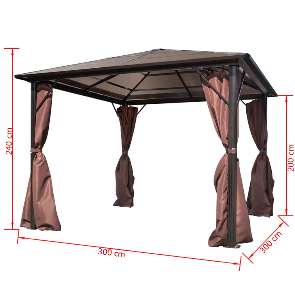 Tuinpaviljoen – Tuinhoed – Tuinoverkapping – Pergola – Tuinkoepel – 300x300 cm – UV-bestendig Polycarbonaat Dak – Roestvrij Aluminium Frame