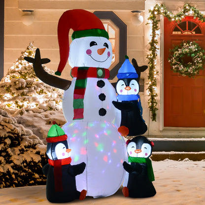 Opblaasbare Kerstfiguur Sneeuwpop en Pinguïns – Kerstversiering Tuindecoratie – Buiten Decoratie – Feestelijke Opblaasbare Figuren – Groot Formaat 140x70x180 cm – Weerbestendig & Vrijstaand