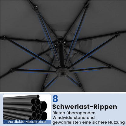 Parasol – Zweefparasol – Tuinparasol – Terrasparasol – Marktparasol – 300x300 cm – Verstelbaar Met 360° Rotatie