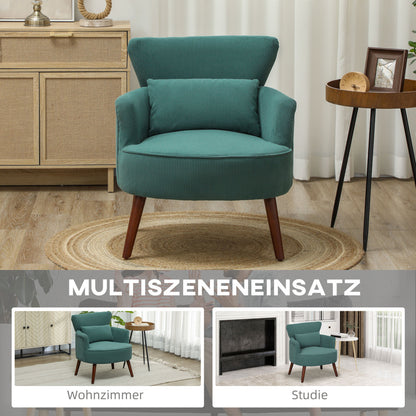 Fauteuil – Loungefauteuil – Relaxstoel – Leunstoel – Zetel – Diepgroen Gestoffeerd – Pluche Kussens – Touw-Effect Rugleuning – 120 kg Draagvermogen – Eenvoudige Montage