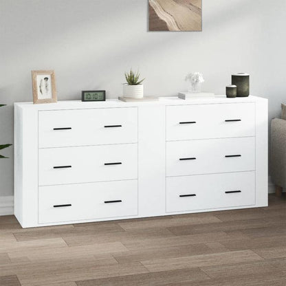 Dressoir – Kast – Opbergkast – Ladekast – Commode – Set Van 2 – Wit Bewerkt Hout – Stijlvol En Praktisch