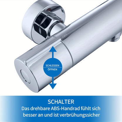 Modern Wall-Mounted Shower System with Thermostat - Complete Shower Set with Rain Shower Head, Handheld Shower & Bidet Sprayer, Easy Installation, No Batteries/Electrical Required, Durable Bathroom Fixture for Contemporary Ba