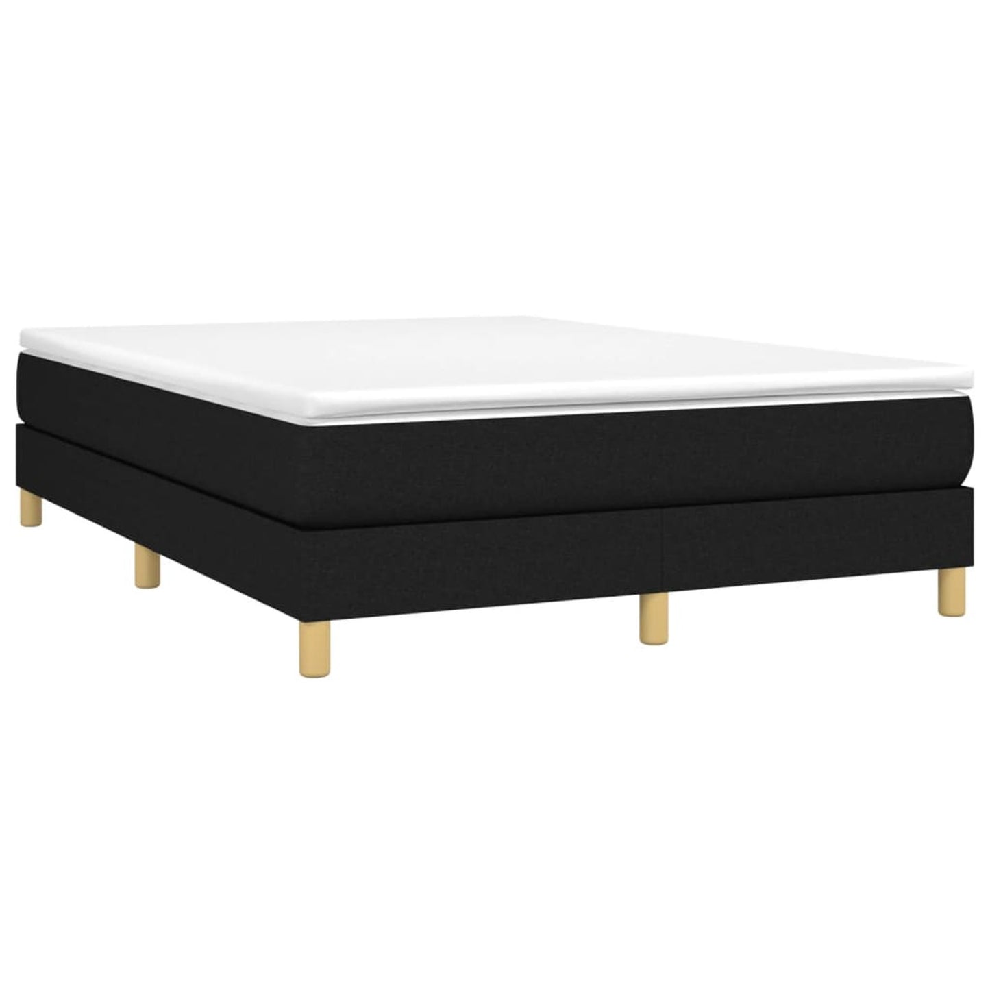 Bedframe – Gestoffeerd Bed – Eenpersoonsbed – Slaapbank – Platformbed – Zwart Stof – 140x200 cm – Stevige Constructie Zonder Elektriciteit