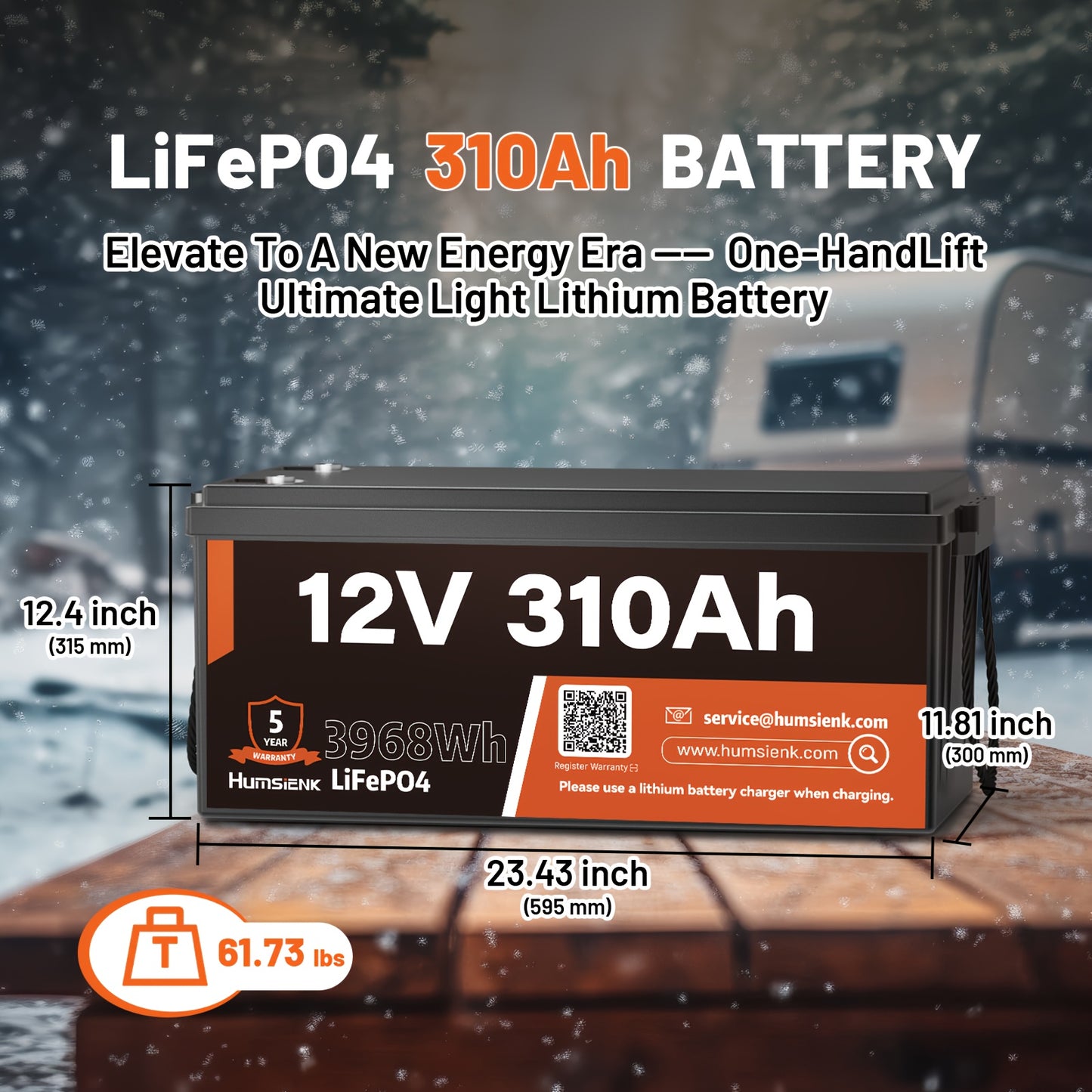 12V 310Ah LiFePO4 Batterij – Lithium Accu – Deep Cycle Accu – Boot Accu – Camper Accu – Ingebouwd 100A BMS – Laagtemperatuurbeveiliging