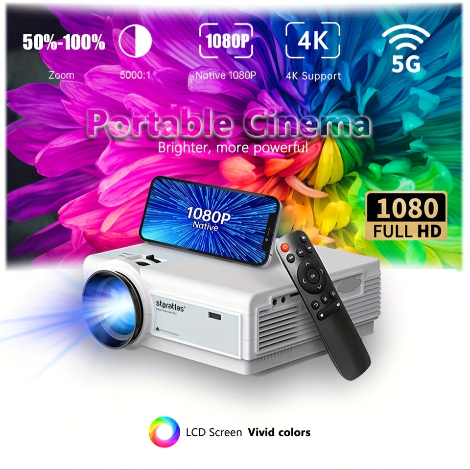 Projector – Beamer – Mini Beamer – Home Cinema Projector – Draagbare Projector – Native 1080P Resolutie – WiFi Verbinding