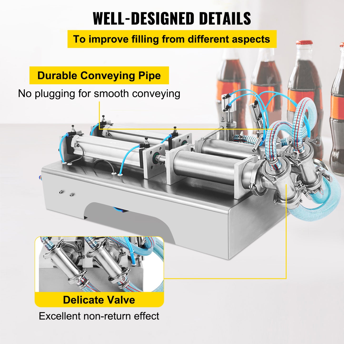 Vulmachine – Vloeistofvuller – Flessenvuller – Pneumatische Vulmachine – Vloeistof Dispenser – Twee Vulmondjes – Roestvrij Staal – Instelbaar 100-1000 ml