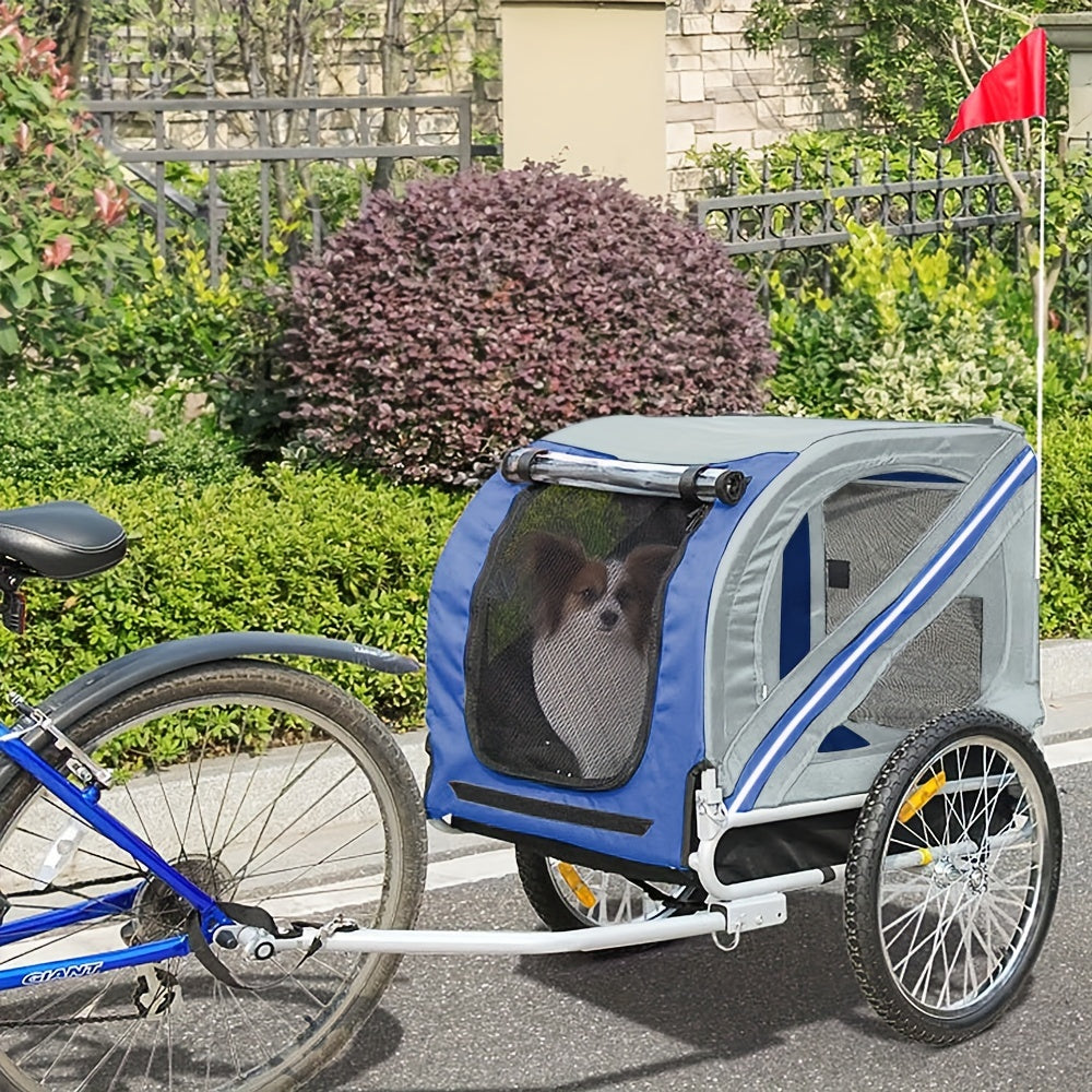 Hondenwagen – Hondenbuggy – Huisdierenwagen – Wandelwagen – Fietskar – Opvouwbaar – Stalen Frame Met Oxford Stof – Max. Draaggewicht 40 kg – Blauw/Groen/Oranje/Zwart