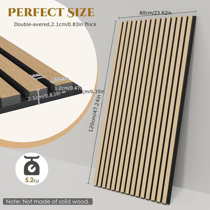 3D Acoustic Panels, Set OF 4, 120x60x2.1cm, Wood-look Wall Panels, Wall Cladding for Effective Sound Insulation, with Felt Soundproofing, for Living Room, Office, Recording Studio, Dressing Room