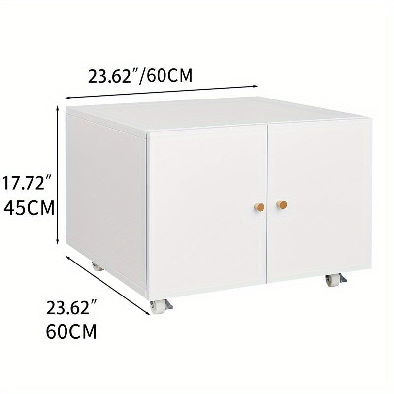 Mobiele Printerstandaard – Mobiele Printertafel – Printerrek – Printerhouder – Printerwagen – Met Metalen Frame – Verstelbare Plank En Deur – Wieltjes Voor Thuiswerkplek – Wit