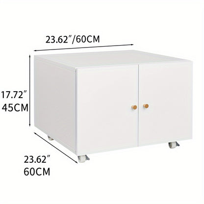 Mobiele Printerstandaard – Mobiele Printertafel – Printerrek – Printerhouder – Printerwagen – Met Metalen Frame – Verstelbare Plank En Deur – Wieltjes Voor Thuiswerkplek – Wit
