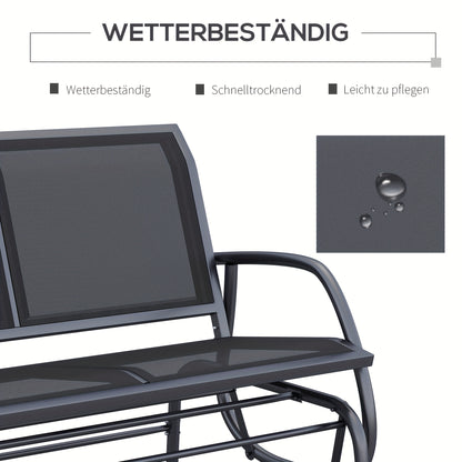 Modern Metal Garden Swing Chair & Bench with Cushion-Friendly Seat - Heavy-Duty Black All-Weather Patio Furniture, Wide Comfortable Design with Armrests, Sturdy Frame for Balcony, Deck, Backyard - Easy Assembly Required, 120