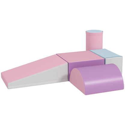 Zachte Speelkubussen – Foam Blokken – Speelblokken – Bouwen Voor Kinderen – Speelblokken Baby – Veilig Kunstleer – 5-delige Set Multikleur