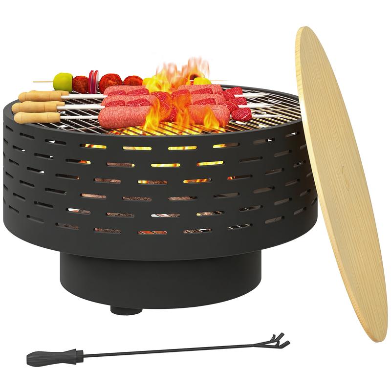 Vuurkorf – Vuurschaal – Buitenhaard – Firepit – Tuinhaard – 3-in-1 Design – Roestvrij Staal 60 x 39 cm