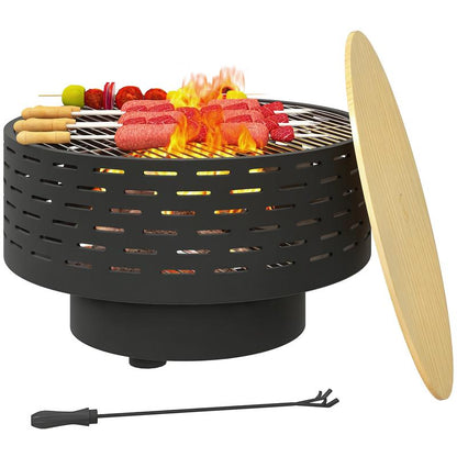 Vuurkorf – Vuurschaal – Buitenhaard – Firepit – Tuinhaard – 3-in-1 Design – Roestvrij Staal 60 x 39 cm