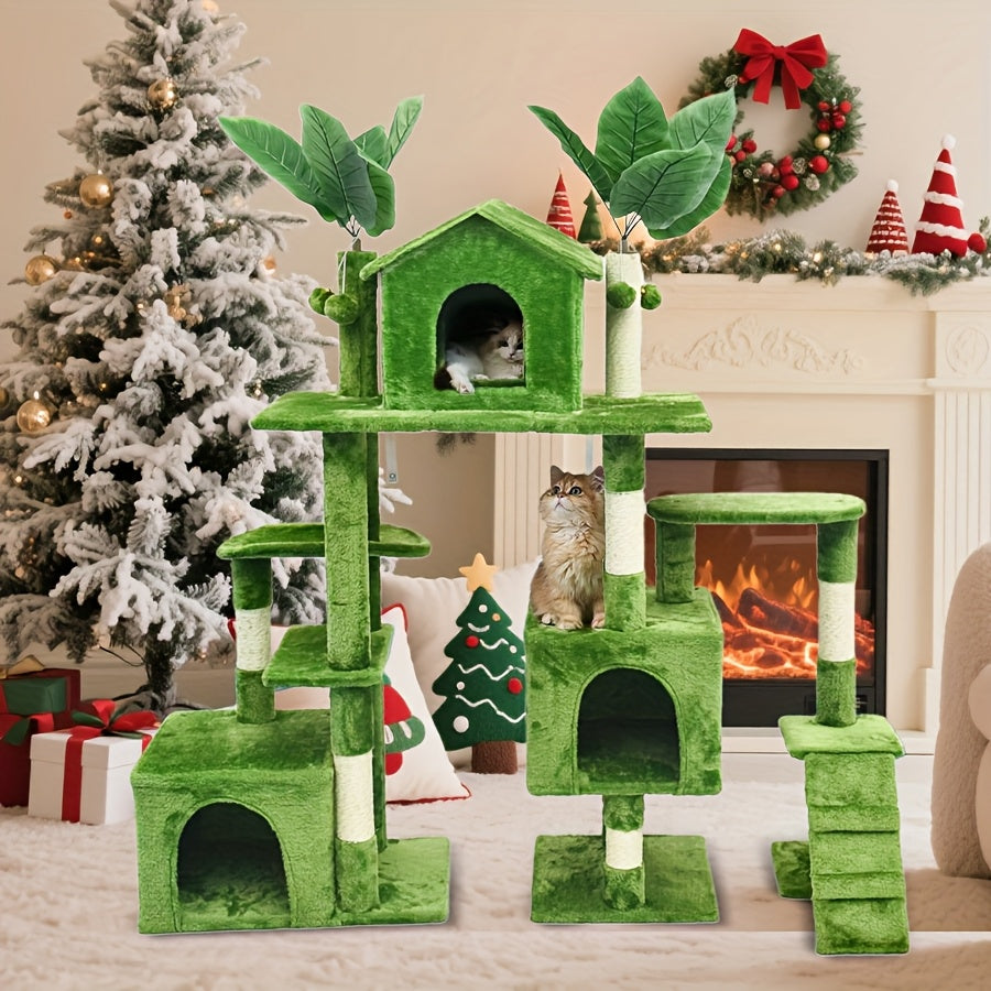 Kattenklimtoren – Kattenboom – Krabpaal – Speeltoren – Klimmeubel – Hoog 149,86 cm – Duurzaam Houten Frame – Zachte Bekleding