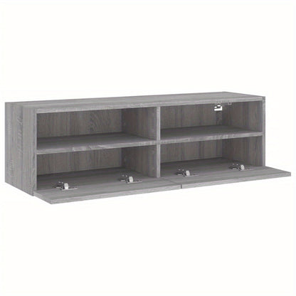 TV Wall Cabinet Grey Sonoma 100x30x30cm Engineered Wood TV Stand Entertainment Center with Storage, Media Television Table for Living Room Bedroom
