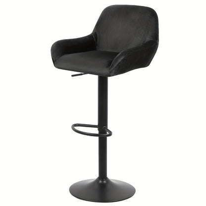 Barstoelen Set 2 – Barkrukken – Hoge Stoelen – Keukenstoelen – Draaibare Krukken – Modern Design – Fluwelen Bekleding – 360° Swivel – Zwarte Metalen Poten – Verstelbare Hoogte 86-106 cm