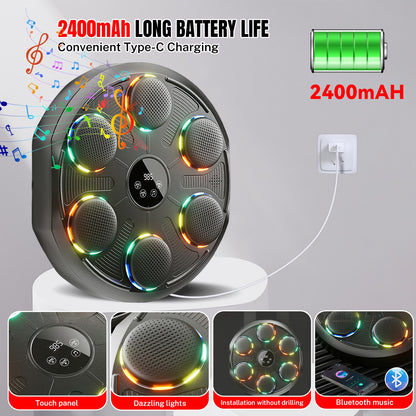 Bluetooth Bokstrainer – Boksmachine – Fitnessapparaat – Trainingsapparaat – Boksbal – Met 2 Paar Handschoenen – 12 Snelheids- & Volumestanden – LED-Teller & 2400mAh Batterij