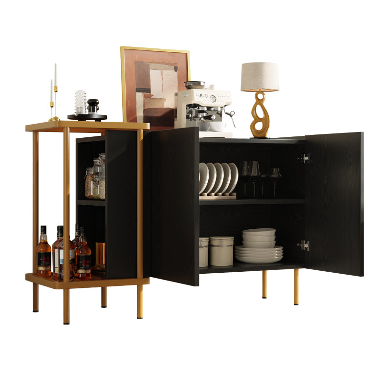 Dressoir – Sideboard – Opbergkast – Ladekast – Kast – Modern Zwart – Glasblad – Kantelbeveiliging – 120x40x77,5 cm