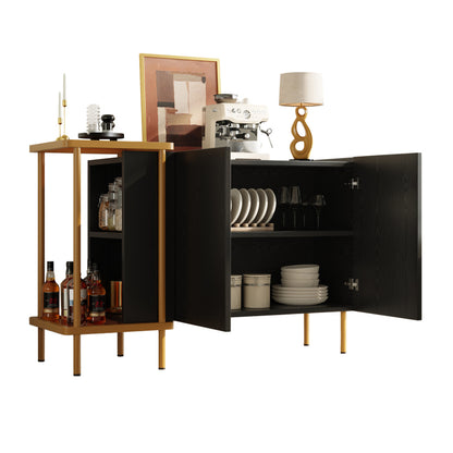 Dressoir – Sideboard – Opbergkast – Ladekast – Kast – Modern Zwart – Glasblad – Kantelbeveiliging – 120x40x77,5 cm