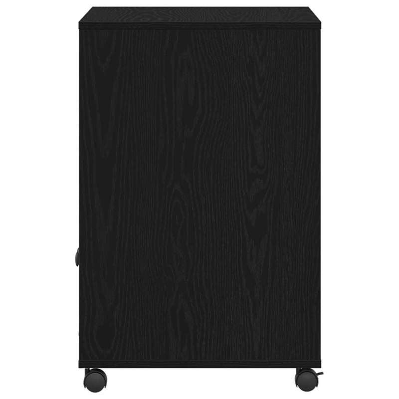 Black Oak Printer Stand Heavy-Duty Wood, Space-Saving Multi-Shelf Printer Cabinet with Sturdy Legs & White Pads - Portable Desktop Organizer for /Office, Printer, Scanner, Copier (60x48x74cm, Easy Assembly