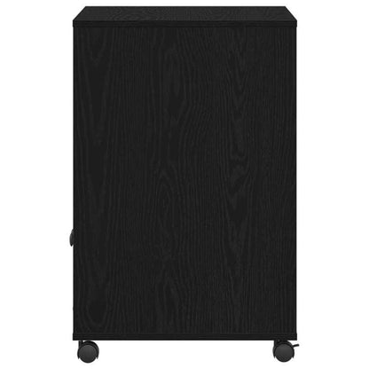 Black Oak Printer Stand Heavy-Duty Wood, Space-Saving Multi-Shelf Printer Cabinet with Sturdy Legs & White Pads - Portable Desktop Organizer for /Office, Printer, Scanner, Copier (60x48x74cm, Easy Assembly