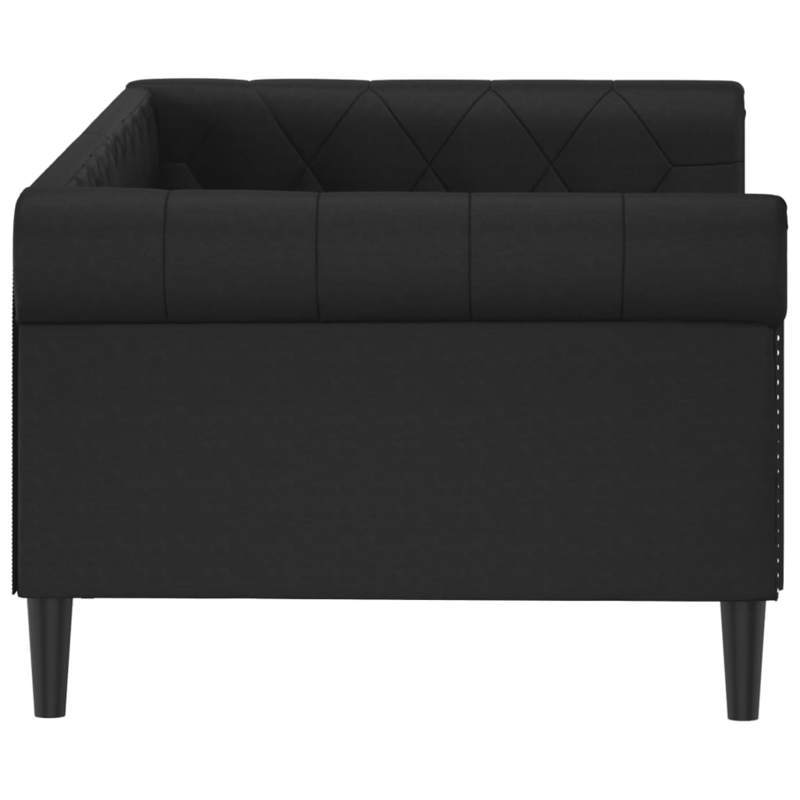 Daybed – Slaapbank – Sofa Bed – Ligbed – Bank – Mat Zwart – Hardhouten Frame – 80x200 cm – Duurzaam Synthetisch Leer – Gemakkelijk Te Monteren