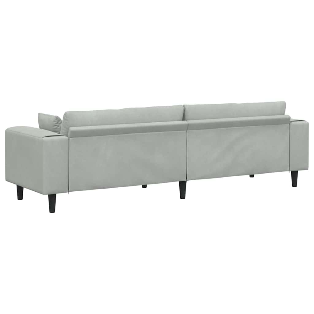 Bankstel – Hoekbank – Slaapbank – Loungebank – Zacht Velvet – Donkergrijs – Stevig Houten Frame – Inclusief Ottoman