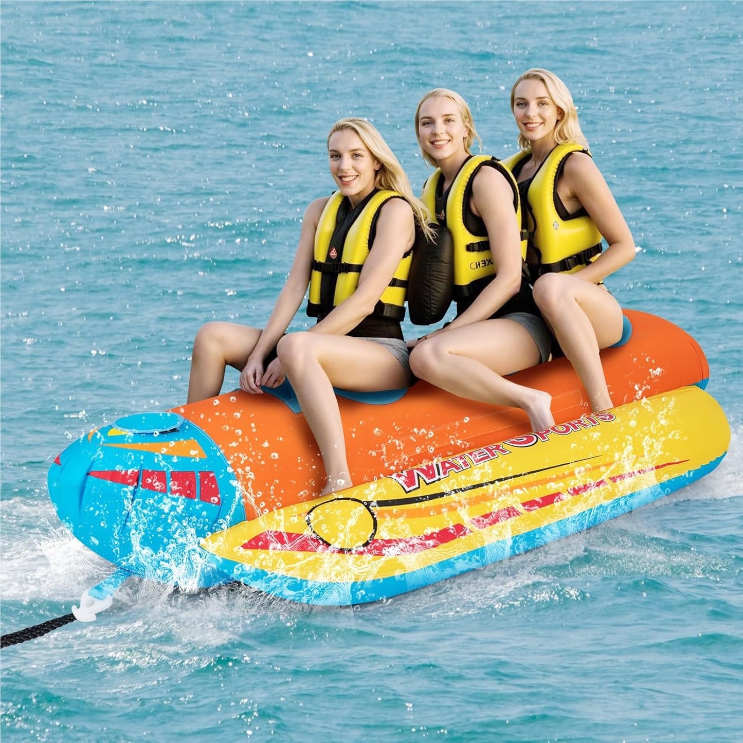 Banaanboot – Opblaasbare Boot – Waterspeelgoed – Sleepboot – Waterpret Tube – 3-Persoons – EVA-Comfortzitplaatsen – Puncturebestendig PVC