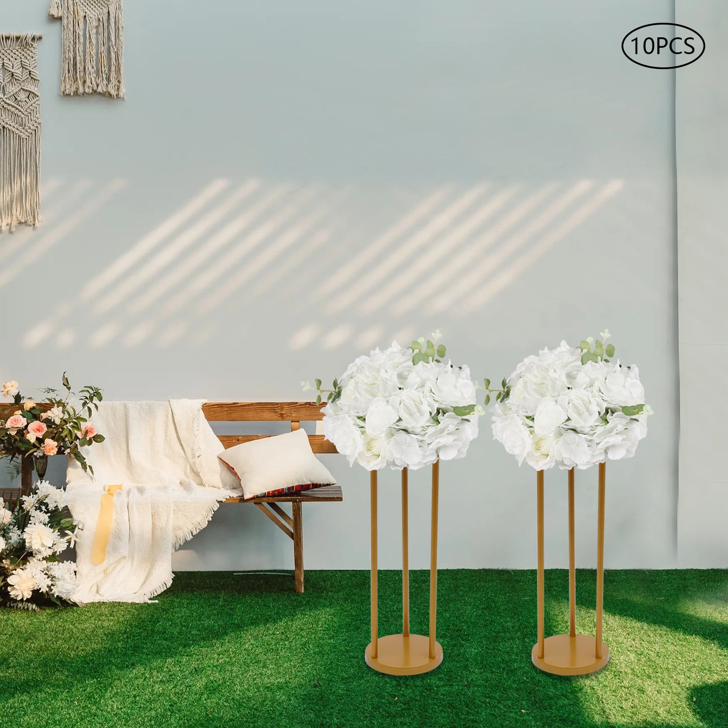 Bloemenbollen – Sierbloemen – Kunstbloemen – Feestdecoratie – Bloemenbol Wit – Set Van 10 Stuks – Diameter 19,9 cm – Onderhoudsvriendelijk & Allergievriendelijk