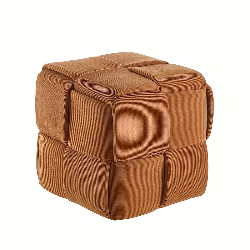 Krukje – Stoel – Hocker – Voetenbankje – Bijzetkruk – Corduroy Stof – Compact Formaat 40x40x40 cm – One-Piece Zonder Montage