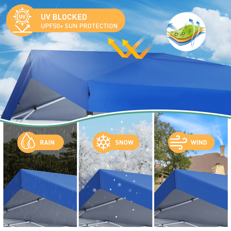 Pop-Up Tent – Buitentent – Vouwtent – Zonnescherm – Markttent – Zwart – 3,05x3,05 meter – UPF 50+ UV-bescherming – Verstelbare hoogte met zijwand