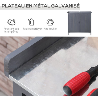 Tuinkast – Opbergkast – Werktafel – Balkonkast – Tuinmeubel – Compact Design – Metalen Werkblad
