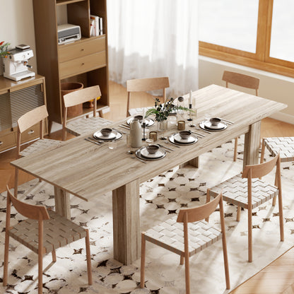 Uitschuifbare Eettafel – Eikenhouten Tafel – Eettafel Verlengbaar – Uitklapbare Tafel – Houten Eettafel – Van 180 Tot 260 cm – Geschikt Voor 6 Tot 10 Personen