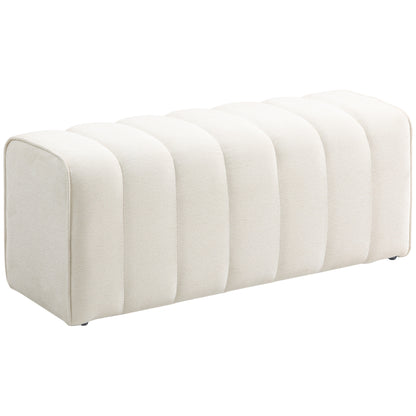 Moderne Slaapkamerbank – Voetbank – Zitbank – Meubelbank – Bedbank – Crèmekleur – Stevig Houten Frame – Voetsteunfunctie – Draagvermogen 220 kg