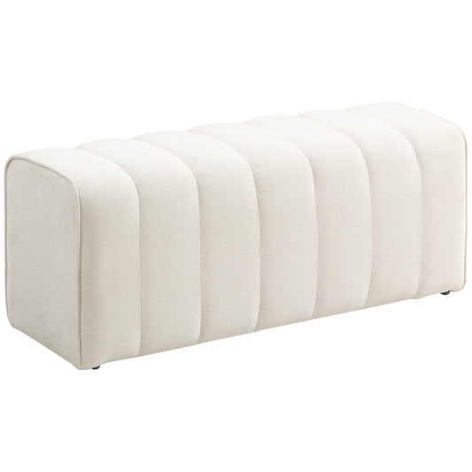 Moderne Slaapkamerbank – Voetbank – Zitbank – Meubelbank – Bedbank – Crèmekleur – Stevig Houten Frame – Voetsteunfunctie – Draagvermogen 220 kg