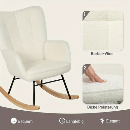 Rocking Chair, Armchair, Nursing Chair, Rocking Chair with Armrests, Padded Seat for The Living Room And Bedroom, Modern Armchair with A High Backrest, Balcony, Fabric And Wooden Runners, Load Capacity Up to 120kg, Chair Livi