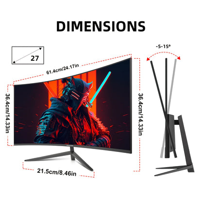 Curved Monitor – Gaming Monitor – Scherm – Beeldscherm – 27inch - 2K QHD Monitor – 165Hz Verversingssnelheid – FreeSync & 1ms Reactietijd