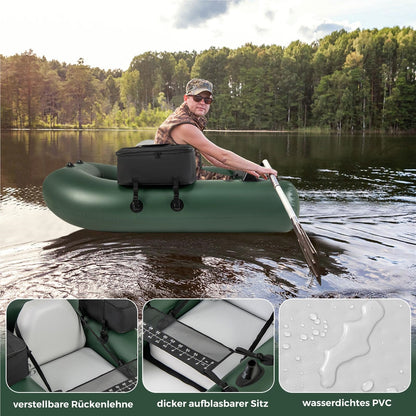 Opblaasbare Vissersboot – Rubberboot – Bellyboot – Visboot – Peddelboot – Met Verstelbare Rugleuning – Lichtgewicht 100 Kg Belastbaar – Afmeting 157x114x35 cm