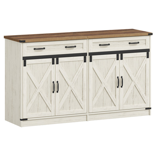 Dressoir – Opbergkast – Keukenkast – Ladekast – Buffetkast – Rustiek Vintage Design – 140x40x80 cm – Verstelbare Planken