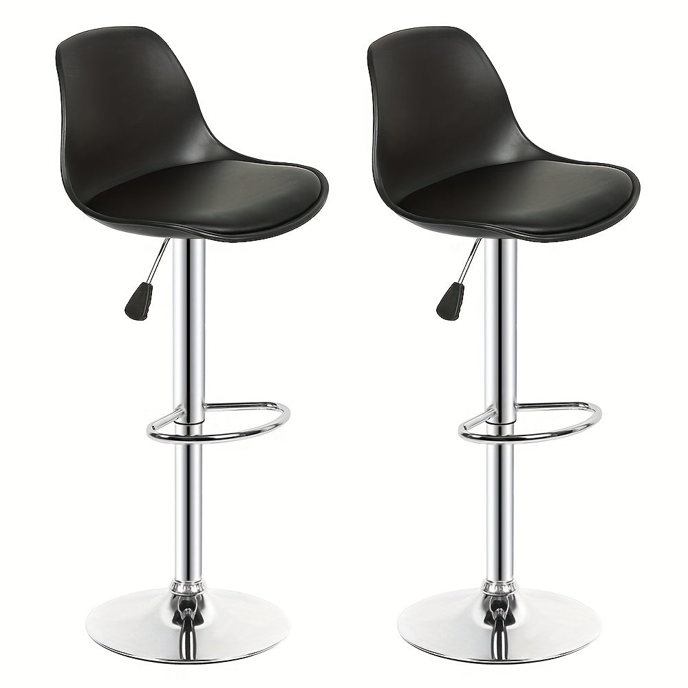 Barstoel – Barkruk – Barstoel Set – Keukenkruk – Barkrukken Set – Draaibaar – Kunstleren Bekleding – Set van 8 – Zwart – Ruimtebesparend Design – Eenvoudig Schoonmaken