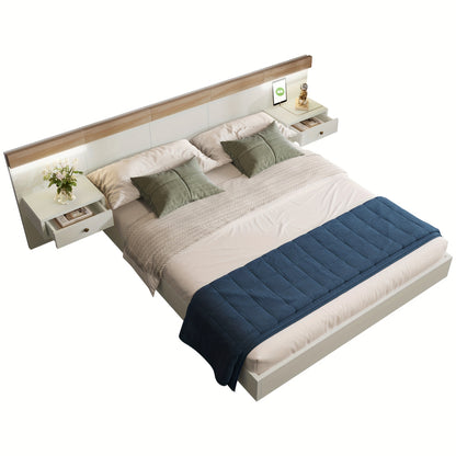 With 2 Bedside Tables And Double Bed System 180 X 200 Cm, Bedroom Set - 205x284x90.5 Cm (L/W/H), (excluding Mattress)