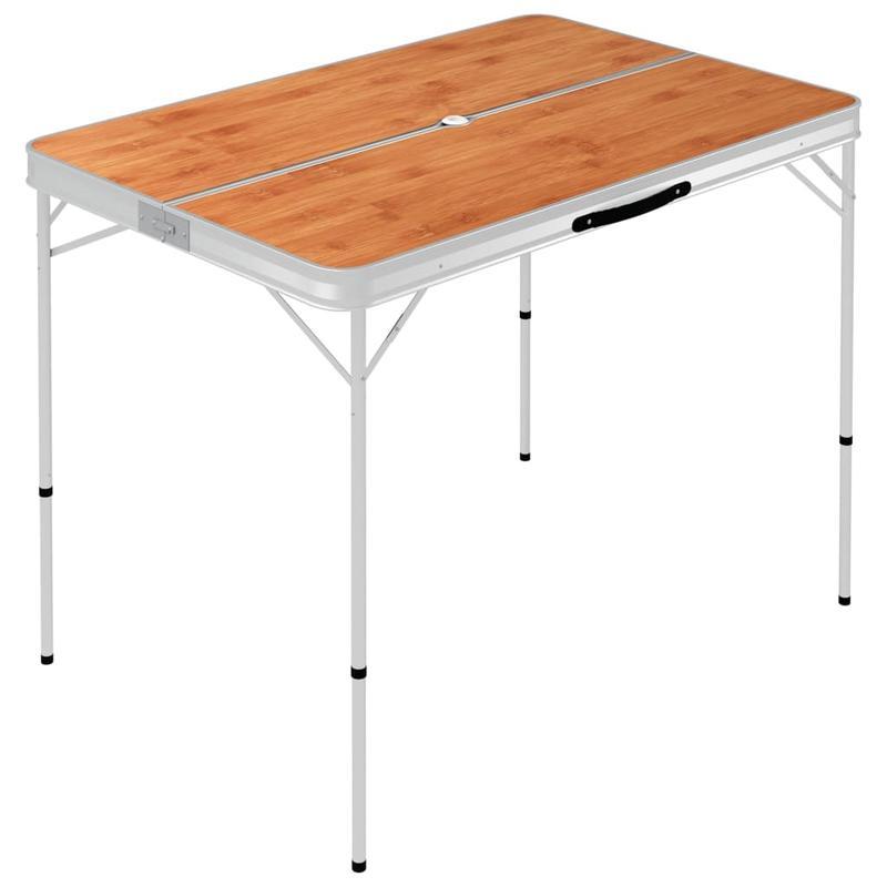 Campingtafel – Klaptafel – Vouwtafel – Picknicktafel – Kampeertafel – Aluminium – Inklapbaar – Set Met 2 Bruine Banken