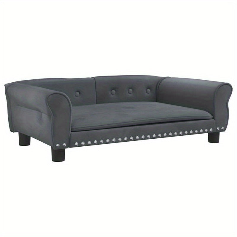 Hondenbed – Hondenslaapplaats – Hondenmand – Hondenmat – Middelgrote Hond – Donkergrijs Velvet – Comfortabele Vulling – Royale Afmetingen 95x55x30 cm