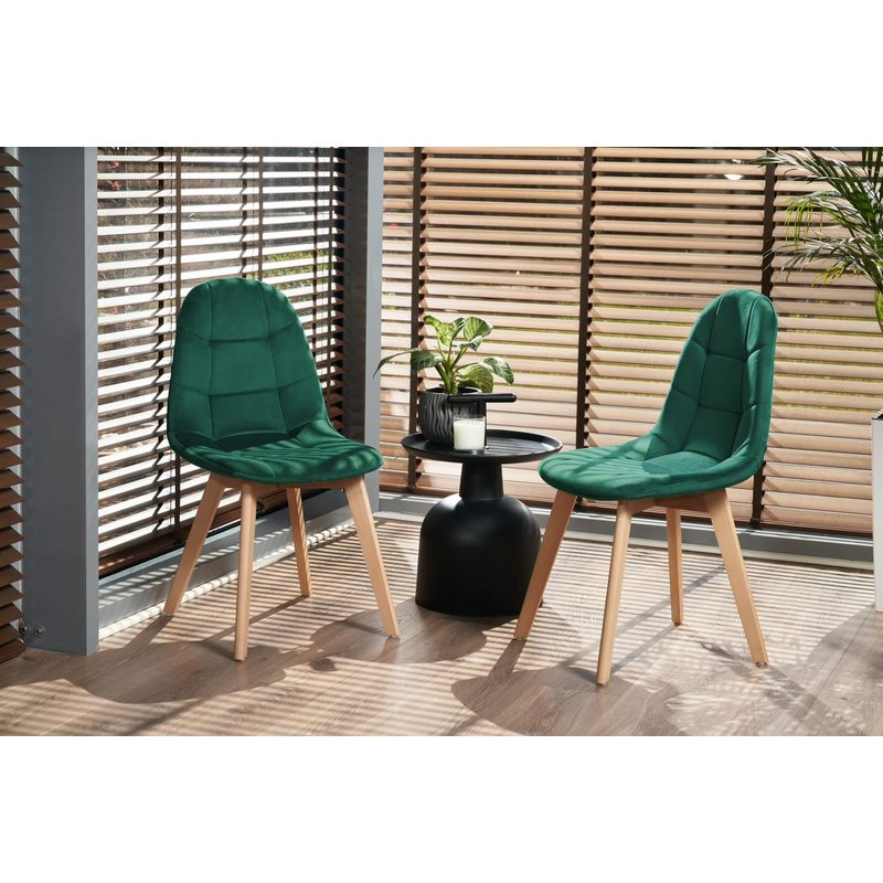Scandinavische Designstoel – Eetkamerstoel – Bureaustoel – Velvet Stoel – Houten Stoel – Comfortabele Zitting – Stevige Beukenhouten Poten