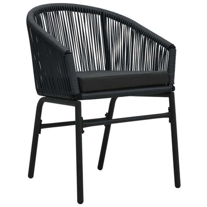 7pcs Garden Furniture Set in Black, Suitable for Temporary Outdoor Use.