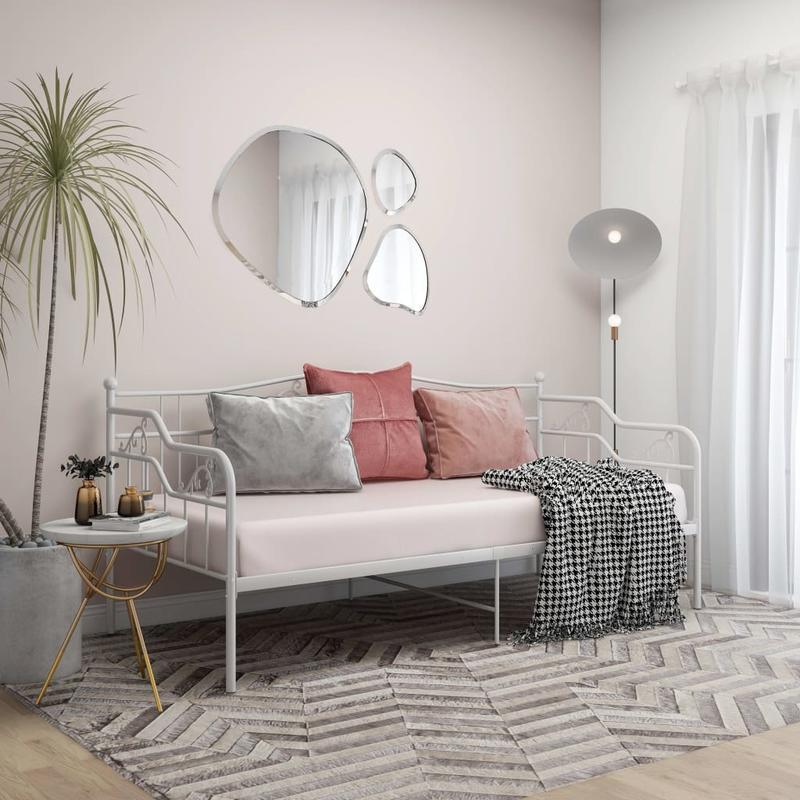 Metalen Bedframe – Bedframe – Sofa Bed – Slaapbank – Gastenkamer Bed – Wit – 90x200 cm – Inklapbaar & Duurzaam – Houten Latten Ondersteuning