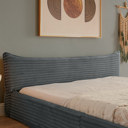 Tweepersoonsbed – Bed – Slaapbank – Ledikant – Boxspring – Donkergrijs Chenille – 140x200 cm – Zachte Velours Bekleding – Stevig Frame