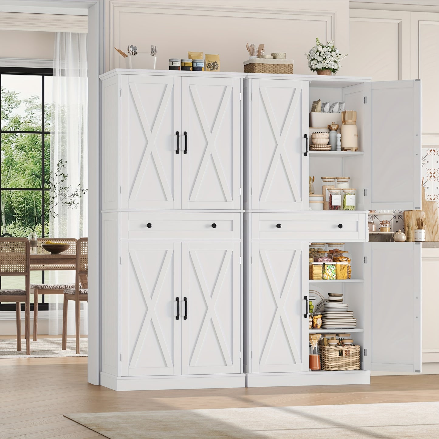 Keukenkast – Opbergkast – Keukenmeubel – Buffetkast – Keukenonderkast – Wit Design – Houtconstructie – 68,5 cm Hoog – 3,2 Cubieke Voet Inhoud